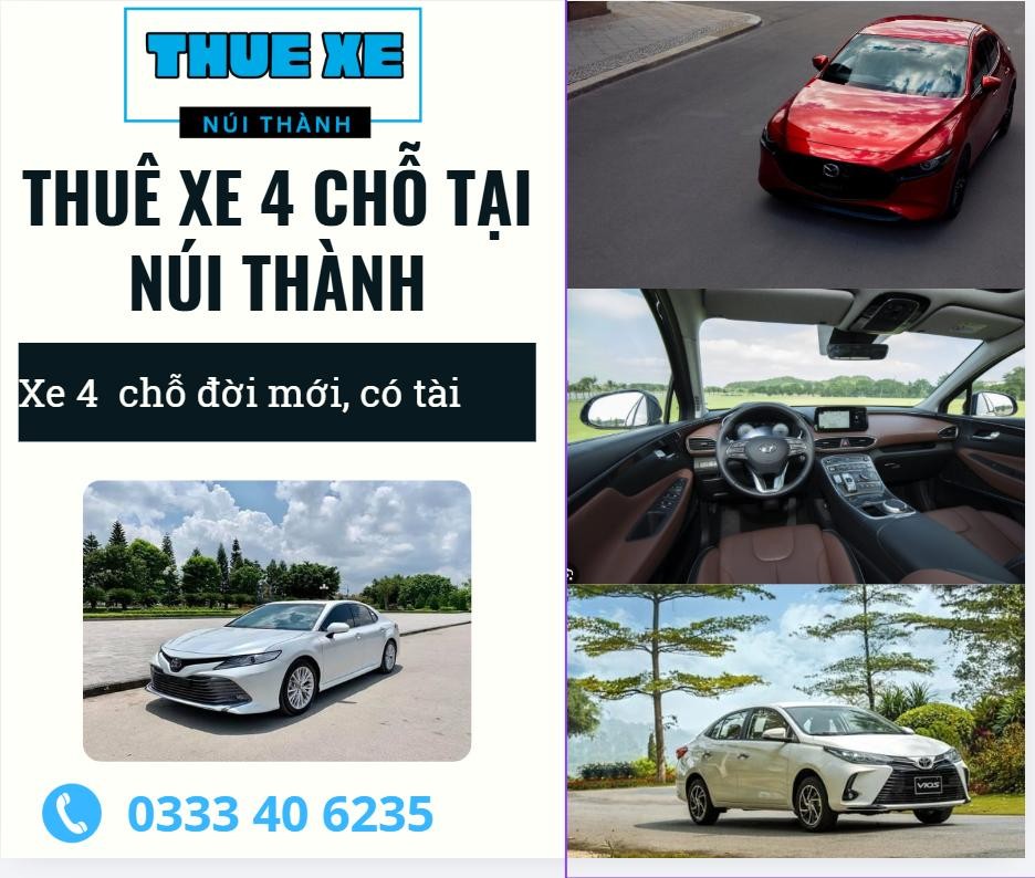Cho thuê xe 4 chỗ Núi Thành – Chu Lai có tài xế | Giá 2026